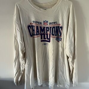 Mens Reebok New York Giants Super Bowl 42 Champions Long Sleeve Shirt Size XL